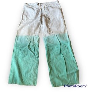 Lagaci ombré cotton linen blend drawstring pants small